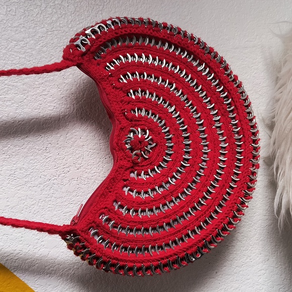 Handmade bag with crochet weaving technique.   New - Picture 1 of 11